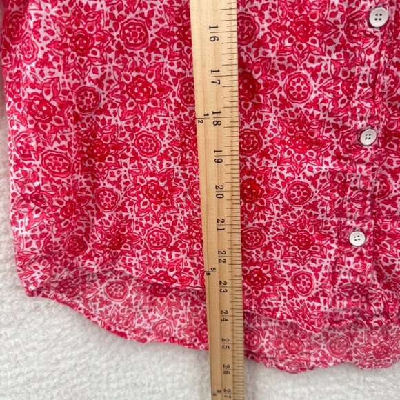 Velvet By Graham & spence red floral Button down shirt Blouse collared - Picture 9 of 9